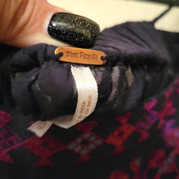 Free People Womens Top Black XS Off-the-Shoulder Embroidered Blouse - Picture 5 of 8